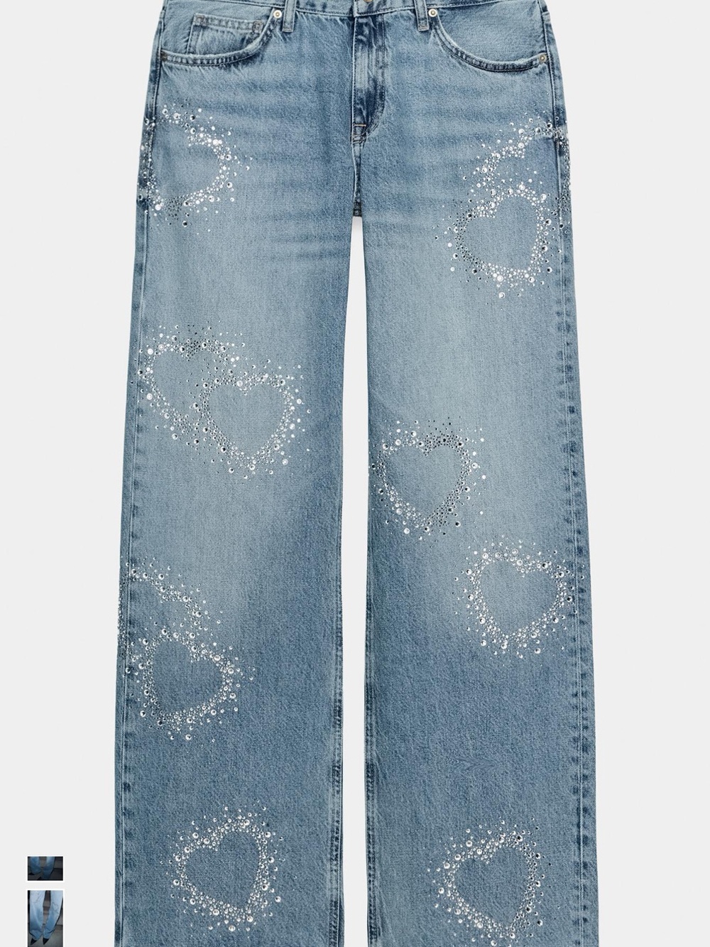 TRF Low rise heart sparkle wide leg jeans